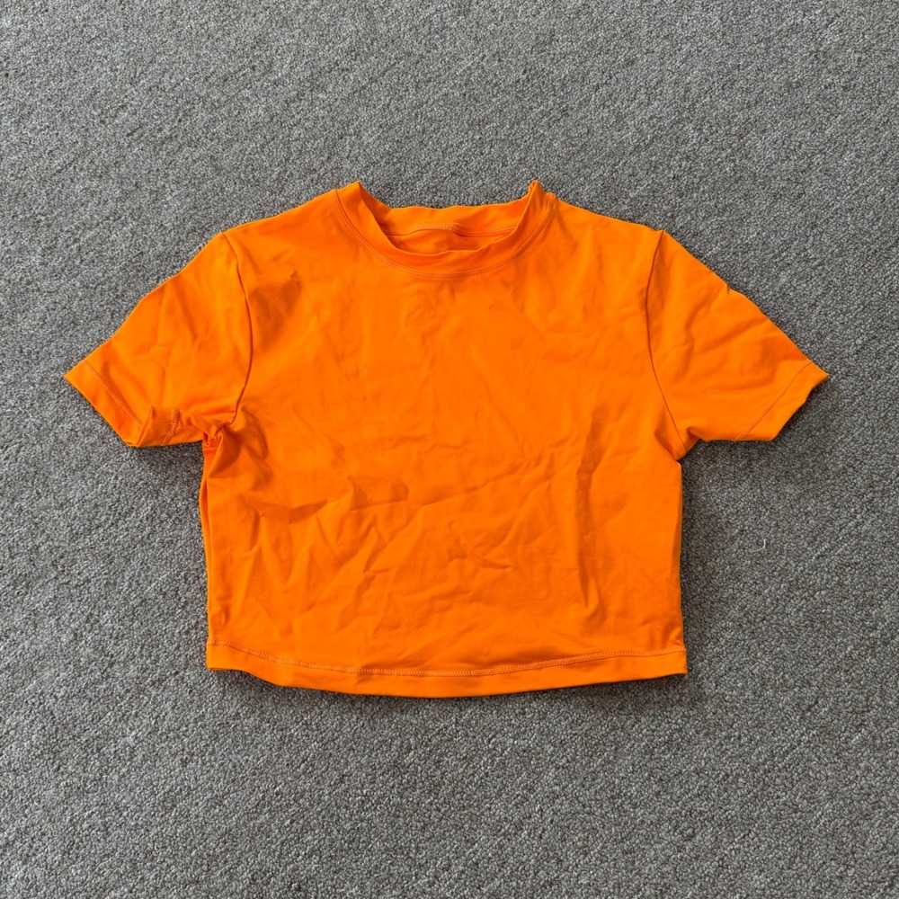 Skims Recycled Swim T-Shirt Orange Short Sleeve Rash Guard SW-TSH-0746 Small